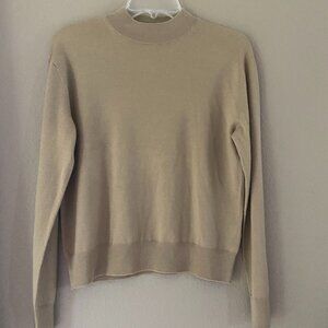 VINCE BEIGE BROWN FINE WOOL MOCK SWEATER SZ S